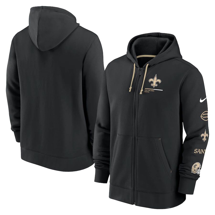 Men New Orleans Saints nike black surrey full zip hoodie->nike air jordan->Sneakers